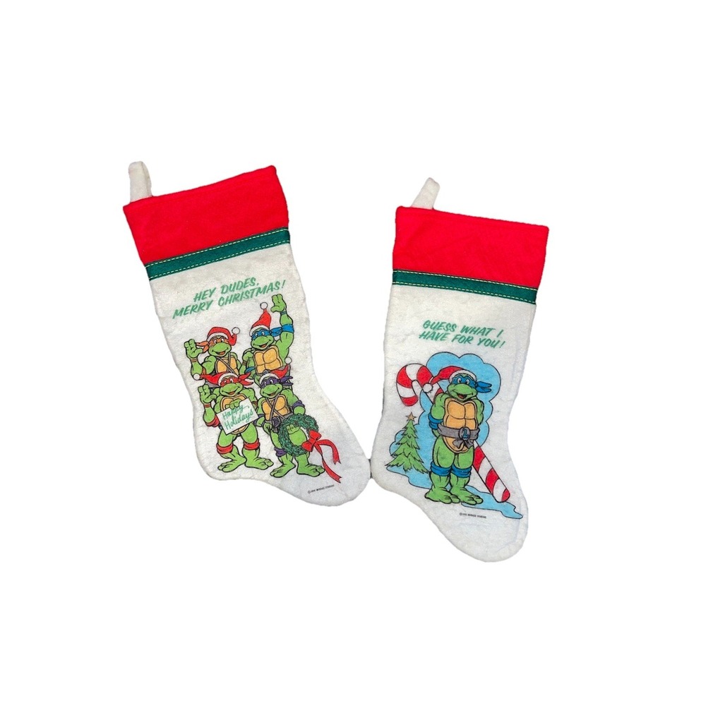 Vintage 1990 TMNT Christmas Stockings By Mirage Studios